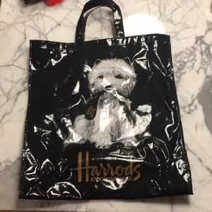HARRODS Westie Large Black Vinyl Shopping Bag